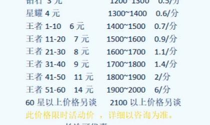 丹东地区王者荣耀陪玩服务价格是多少？